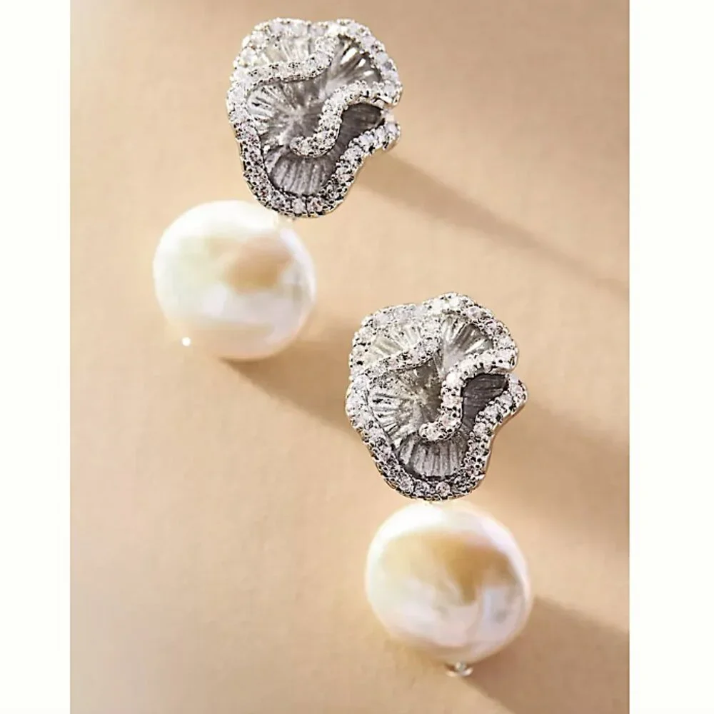 NEW ~ Anthropologie Shashi "Arya" Pearl Drop Earrings